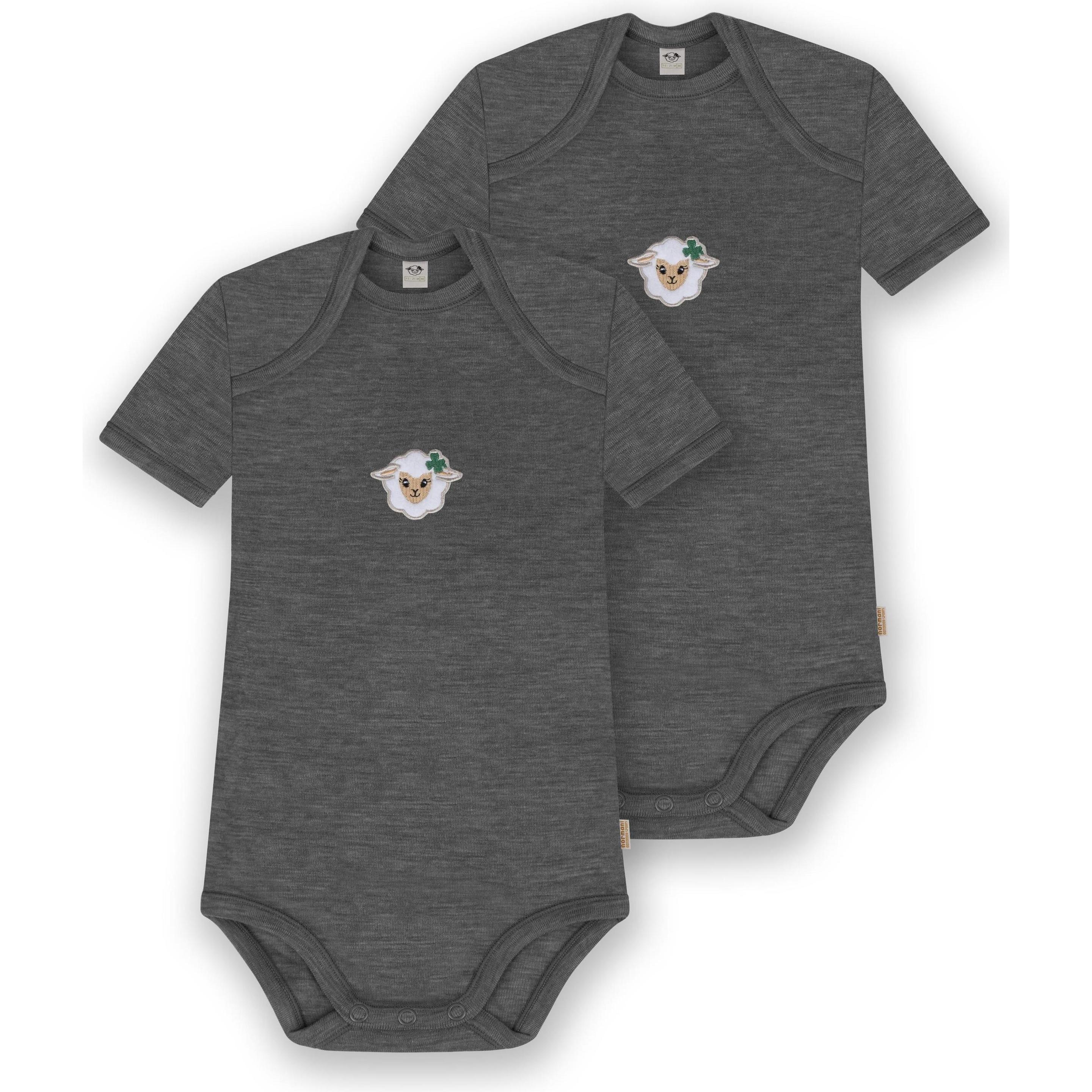 Normani, Herren, Body, 2er Set Baby Merino Body Kurzarm „Tauranga" - 9289, Grau, (56)