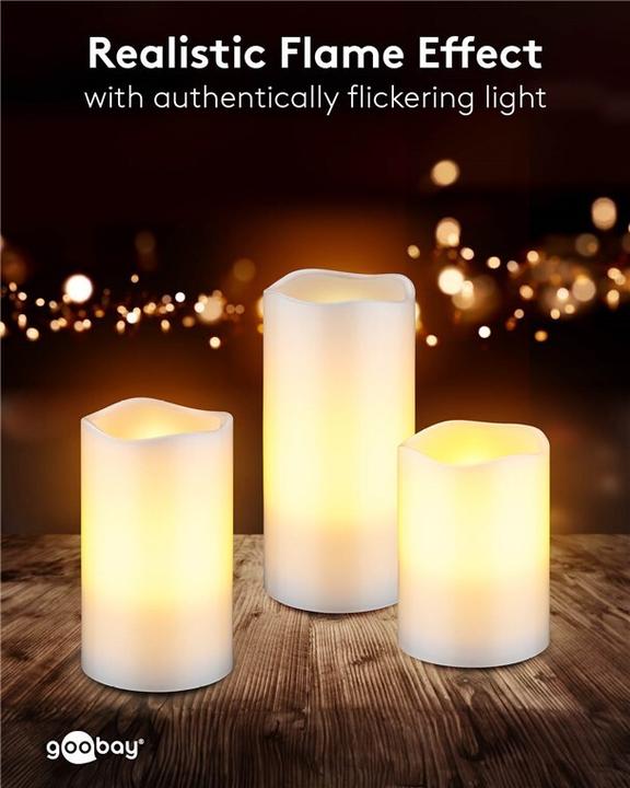 Actual product image Goobay 3er-Set LED-Echtwachskerzen (3x)