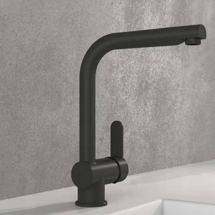 Actual product image Schütte Kitchen tap LONDON sink mixer Black matt Extendable Swivelling 79760