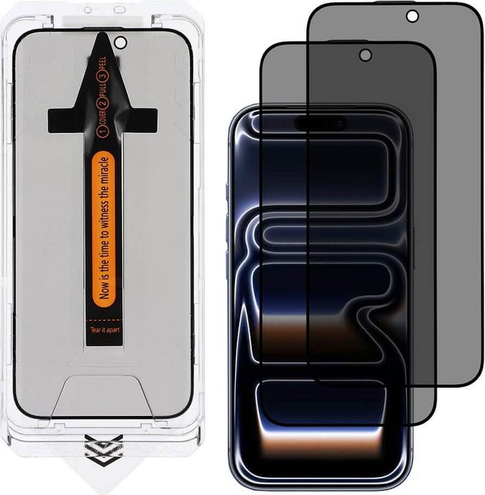 Cover-Discount iPhone 16 Pro - 2 Stk. Panzerglas Display Privacy Anti-Spy (2 pz., Apple iPhone 16 Pro)