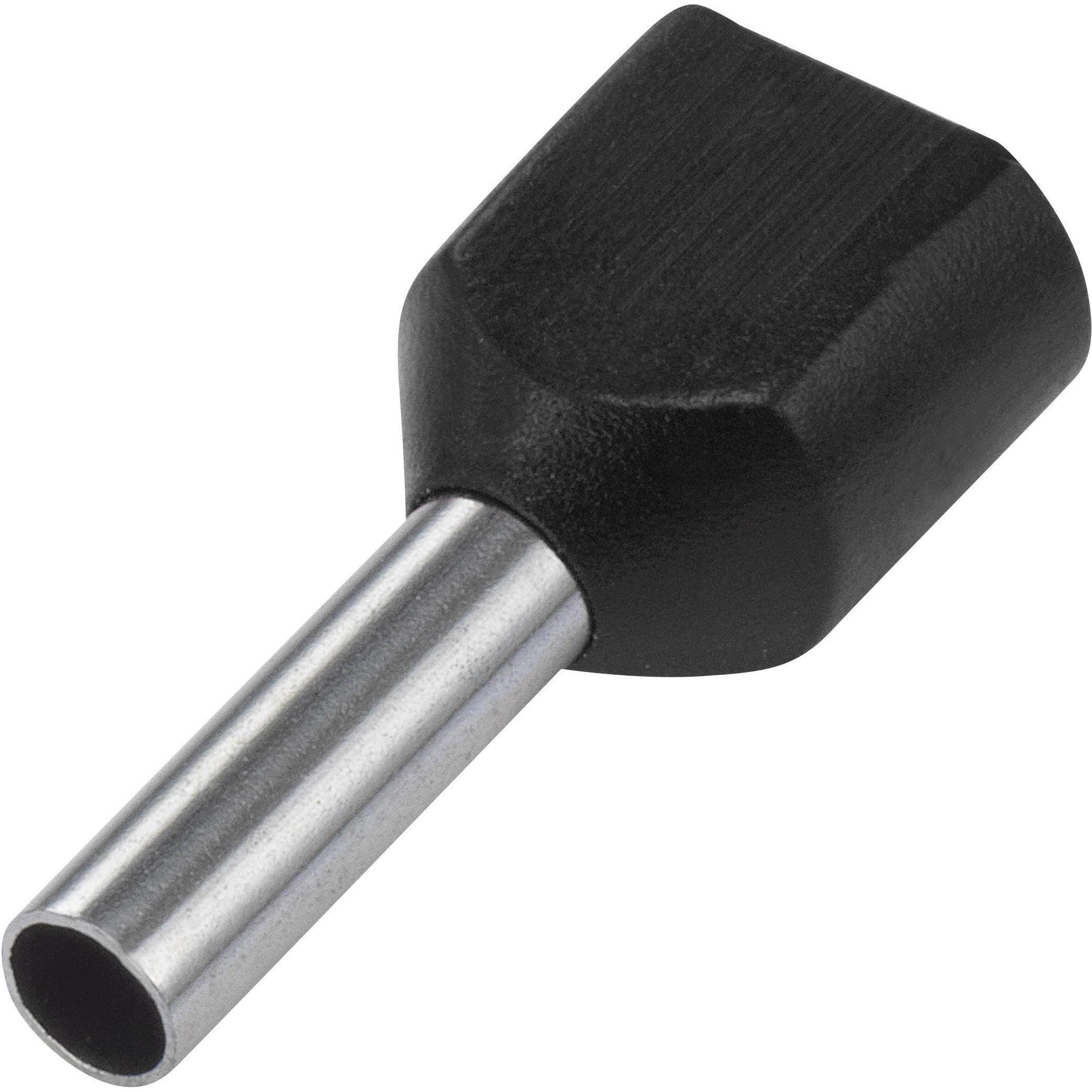 Tru Components, Kabelverbindung, 1091321 Zwillings-Aderendhülse 1 x 1.50 mm² x 8 mm Teilisoliert Schwarz 100 St.