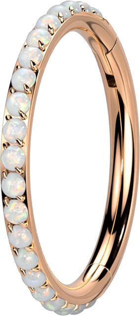 Actual product image Star Piercing Micro Segment Ring hinged rose gold side opals white (Titanium, without brass)