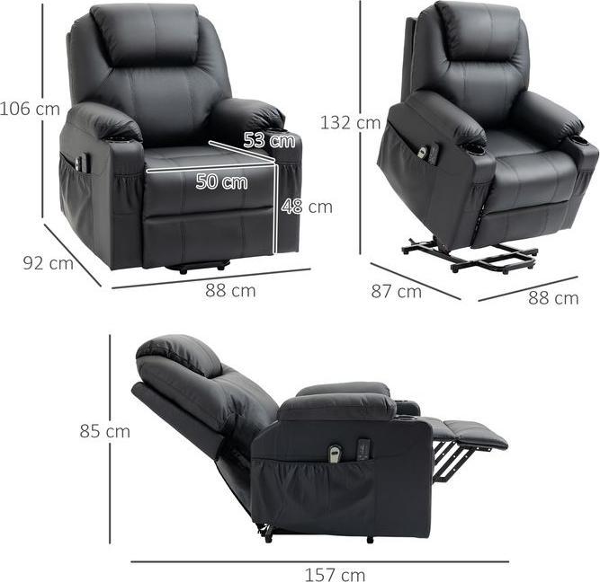 Image du produit Swisshandel24 Fauteuil releveur électrique, fauteuil de massage, avec fonction allongée, avec télécommande
