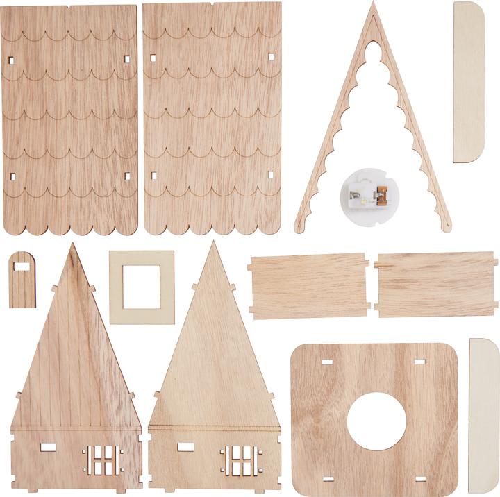 Produktbild VBS Holzbausatz "Dachhaus", inkl. LED