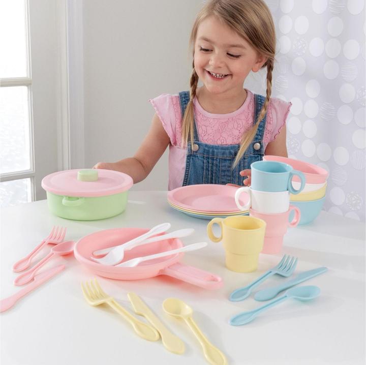 Produktbild KidKraft 27-teiliges pastelfarbenes Koch-Set