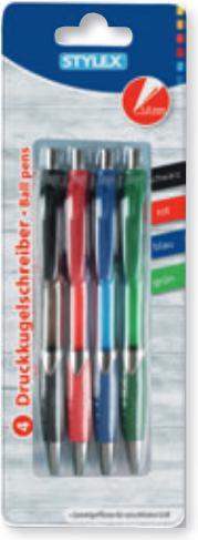 Produktbild Stylex Kugelschreiber, Einweg, 4 Stück, 4 F. 30090 (Mehrfarbig, 4 x)