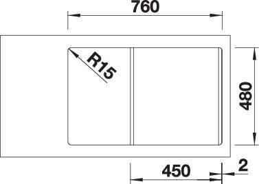 Actual product image Blanco Sona 45 S (Top-mounted sink, 78 cm, 50 cm)