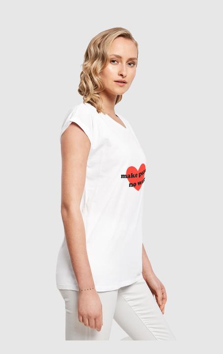 Produktbild Merchcode Ladies Peace - Red Heart White Extended Shoulder Tee - 161435 (XS)