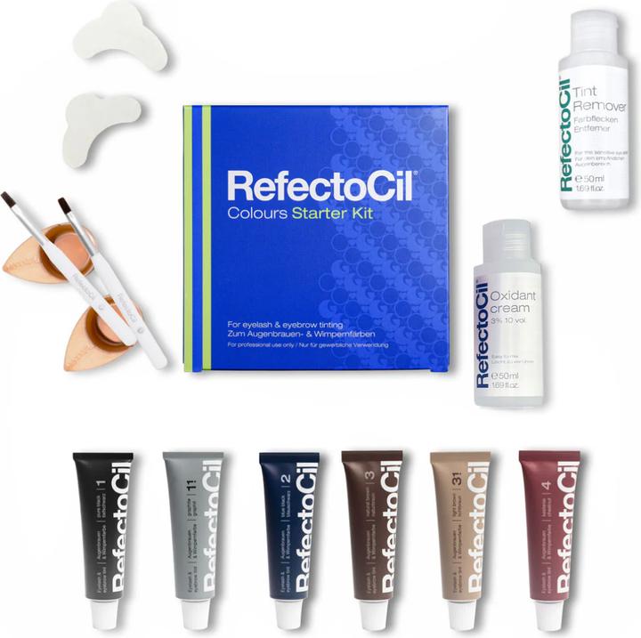 Actual product image Refectocil Starter Kit Colours (Blue-black, Chestnut, Deep black, Graphite, Natural brown, Tan)