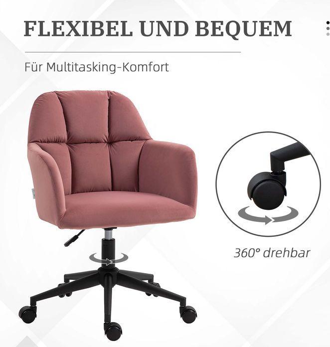 Produktbild Swisshandel24 Bürostuhl, Samtoptik, mit Armlehne, Rosa