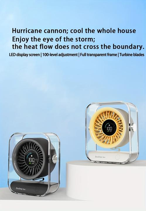 Produktbild PhoneLook er tragbarer Design-Tischventilator mit LED-Display (3 Geschwindigkeiten)