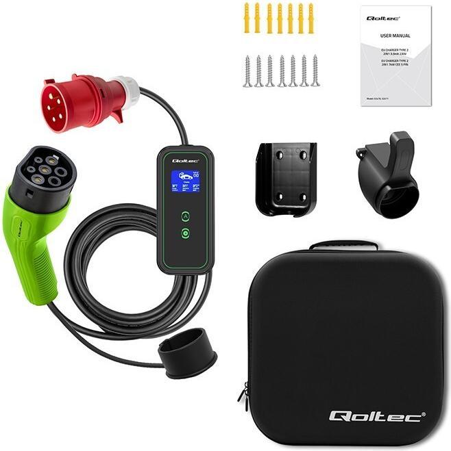 Actual product image Qoltec Mobiles EV-Ladegerät (Type 2, 11 kW, 16 A, CEE 32)