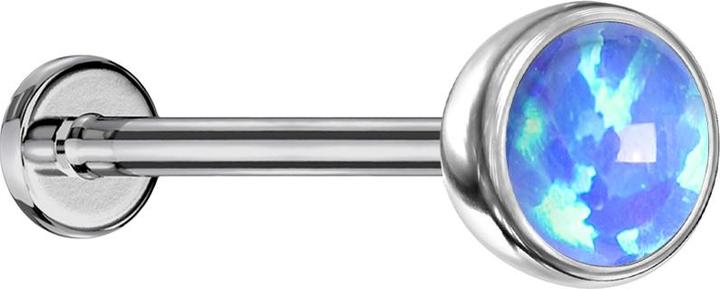 Immagine prodotto Star Piercing Labret Micro Threadless emisfero d'argento con blu opalino (Titanio, senza ottone)
