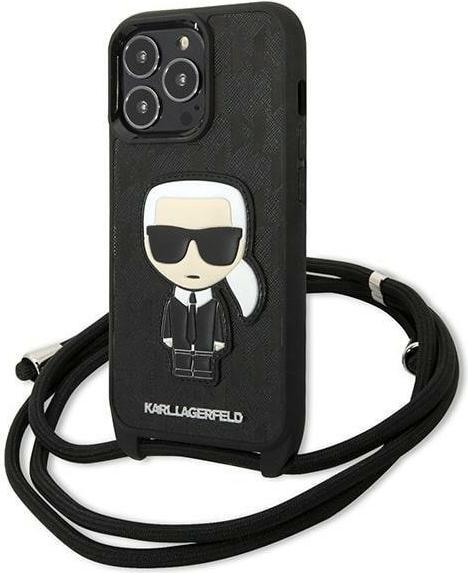 Actual product image Karl Lagerfeld Monogram Leather Patch and Cord Iconik - Case iPhone 13 Pro (Apple iPhone 13 Pro)