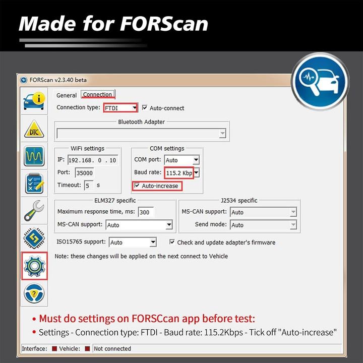 Actual product image Vgate OBD-II USB Diagnosegerät für FORScan mit Auto Switch