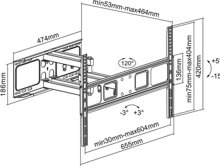 Actual product image Maclean MC-710 TV mount (70 inch) (Wall, 70", 40 kg)