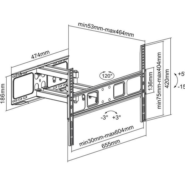Thumbnail - Maclean MC-710 TV-Halterung (70 Zoll) (Wand, 70", 40 kg), TV Wandhalterung, Schwarz