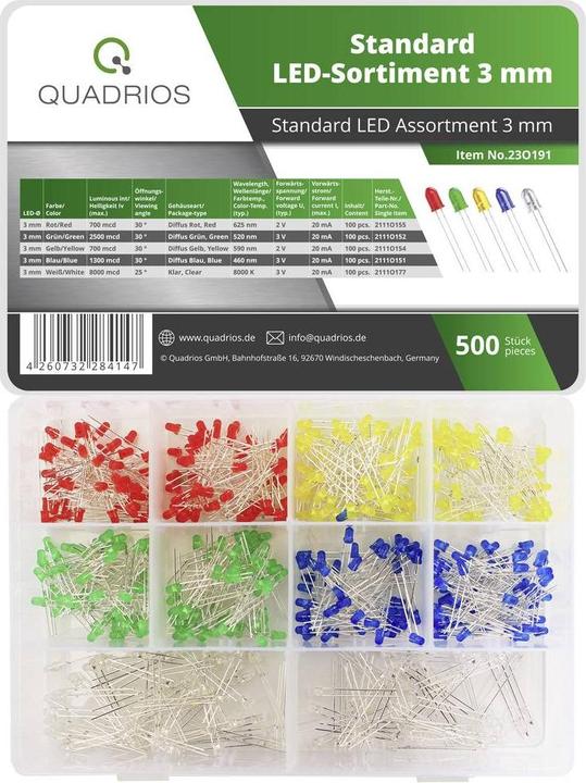 Quadrios 23O191 LED range red, green, yellow, blue, white 20 mA 3 V
