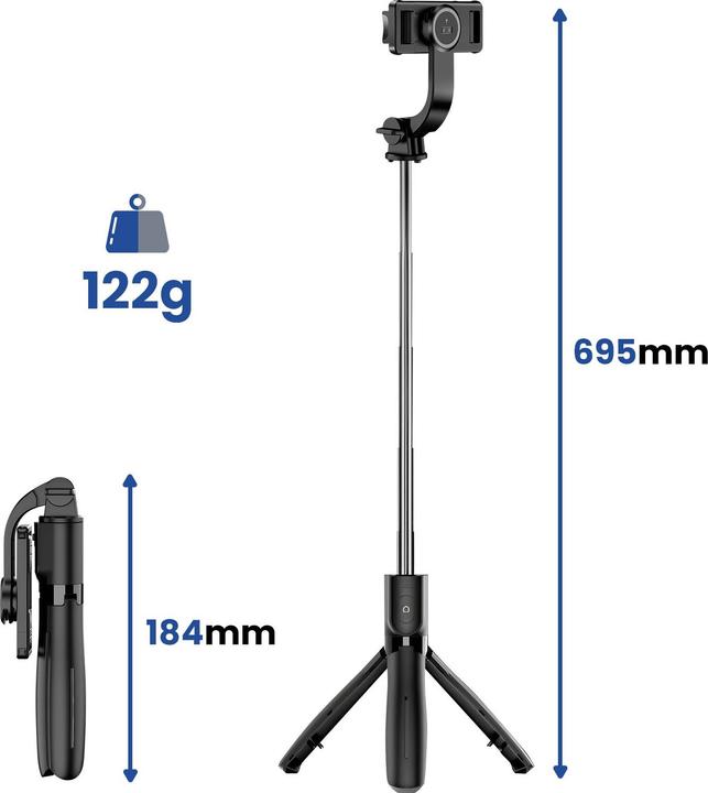 Produktbild BlueStar Stylus Blue Star BLUE STAR selfie stick with wireless remote control tripod L21 black