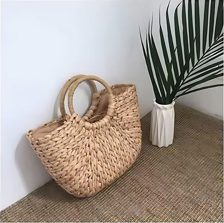 Immagine prodotto Hermex Borsa da spiaggia Borsa di paglia Borsa a mezzaluna Borsa da spiaggia