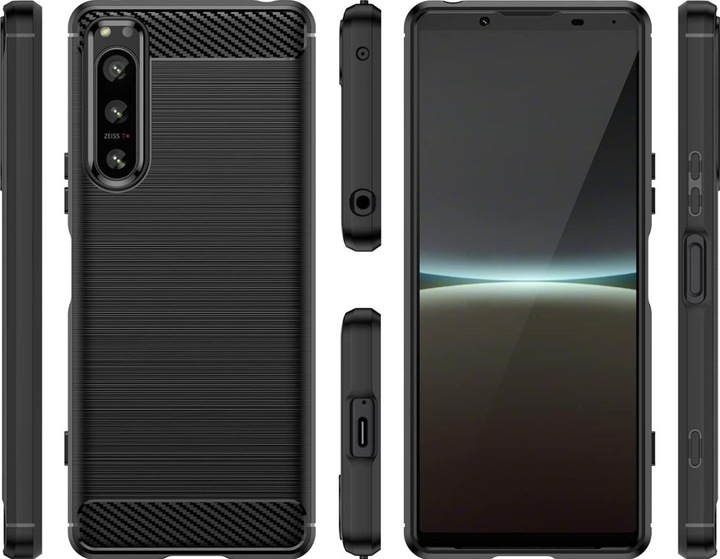 Actual product image Screenguard Sony Xperia 5 IV Cover Carbon Brushed Soft TPU (Sony Xperia 5 IV)