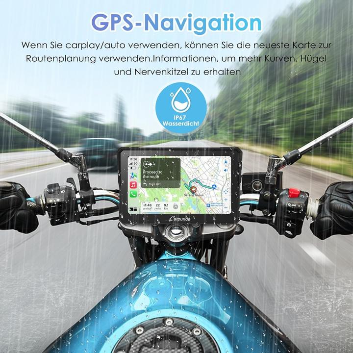 Actual product image Carpuride Motorrad-CarPlay-Bildschirm