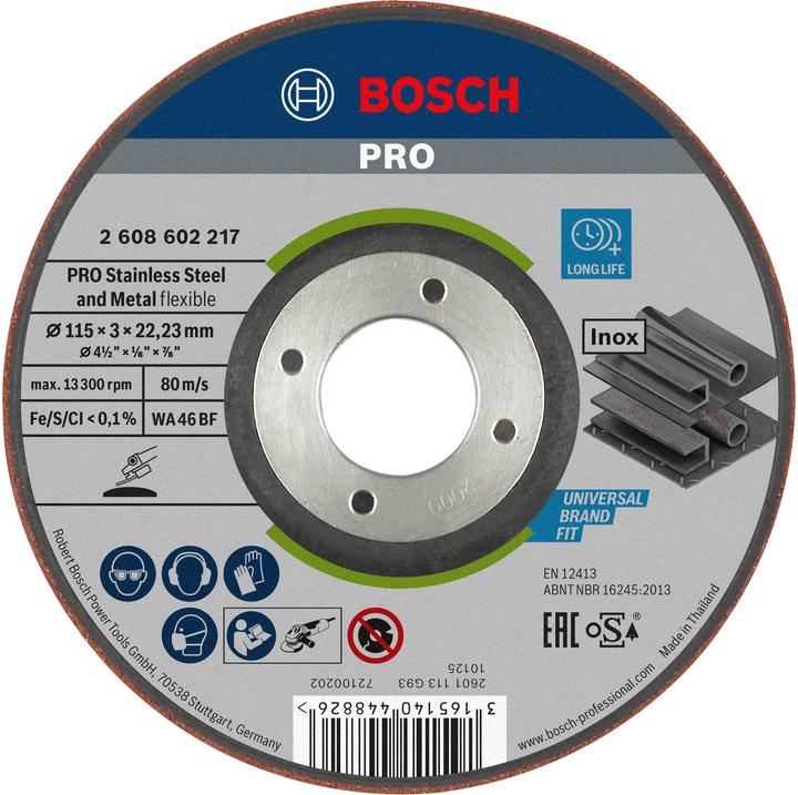 Bosch Professional Zubehör PRO Semi-Flexible Schleifscheibe, 115 x 3 x 22,23 mm