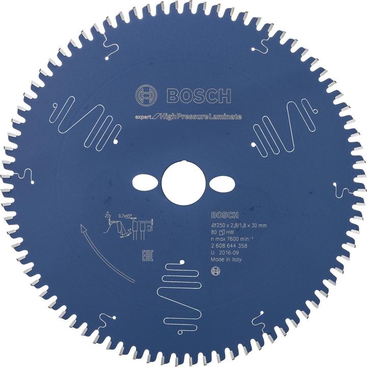 Produktbild Bosch Professional Zubehör Kreissägeblatt Expert for High Pressure Laminate, 250 x 30 x 2,8 mm, 80