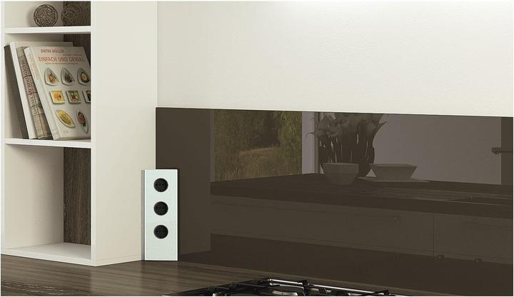 Produktbild Wipo Power Eck G Edelstahl/Glas weiss, 3x Schukosteckdose