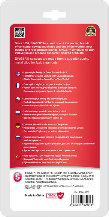 Image du produit Singer Ciseaux de travail manuel, moucheté multicolore, 10.2cm (10.20 cm)