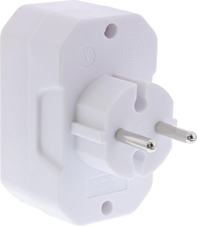 Produktbild InLine Steckdosenadapter, CEE7/17 an 4x Eurobuchse, mit erhöhtem Berührungsschutz, weiss (4 x)
