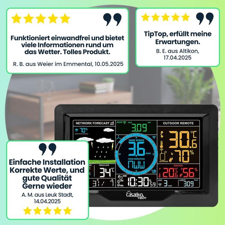 Produktbild Casativo WLAN Wetterstation mit XL-Farbdisplay