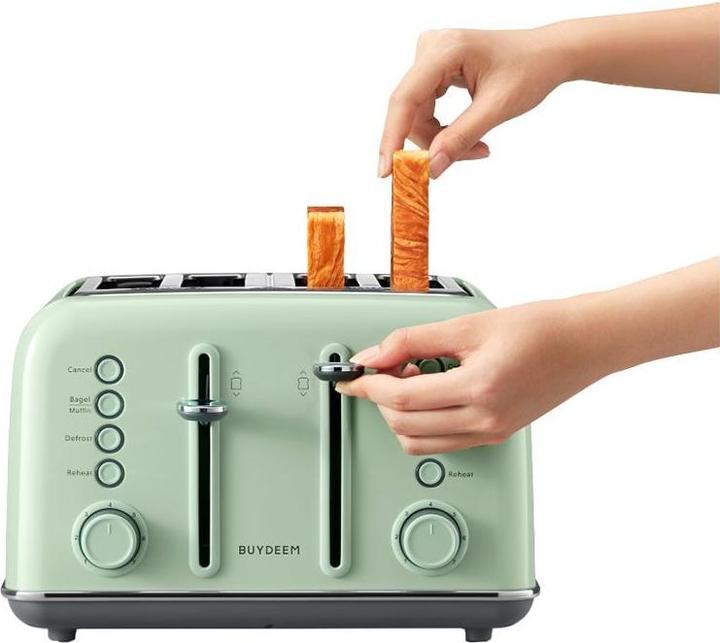 Actual product image Buydeem Toster 4 Slice Toaster, model DT640E, color Cozy Greenish, EU