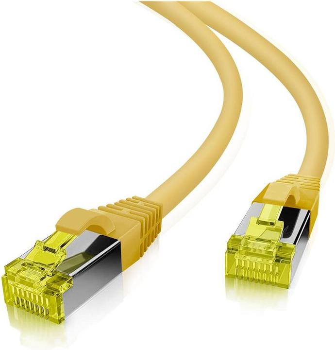 Image du produit Helos Câble patch certifié GRS Cat 6a avec câble brut Cat 7 TPE jaune 0,25m (S/FTP, CAT7, 0.25 m)