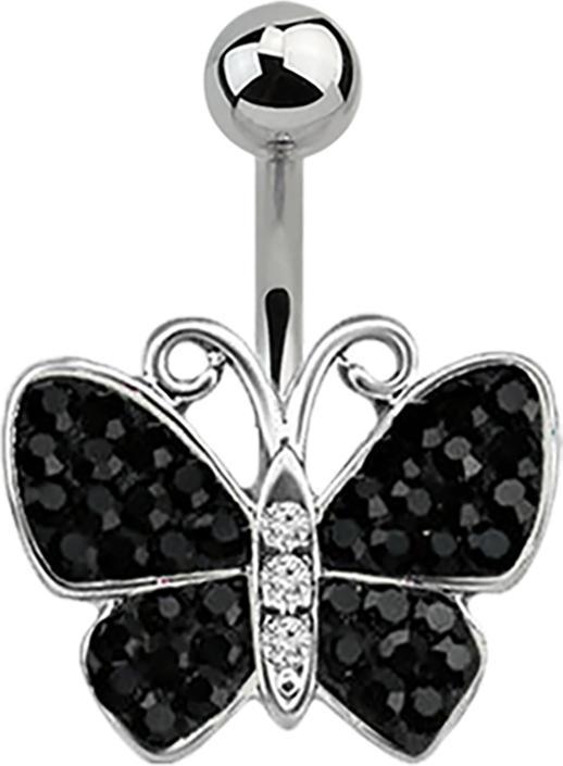 Produktbild Star Piercing Banane silber Schmetterling schwarz (ohne Messing, Chirurgenstahl 316L)