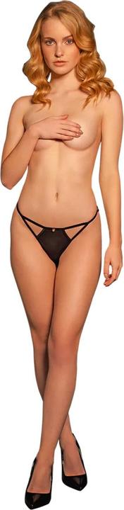 Actual product image Le Désir Julie - Elastic Mesh Thong with Open Crotch, Adjustable Sliders and Golden Details - OS (One size)