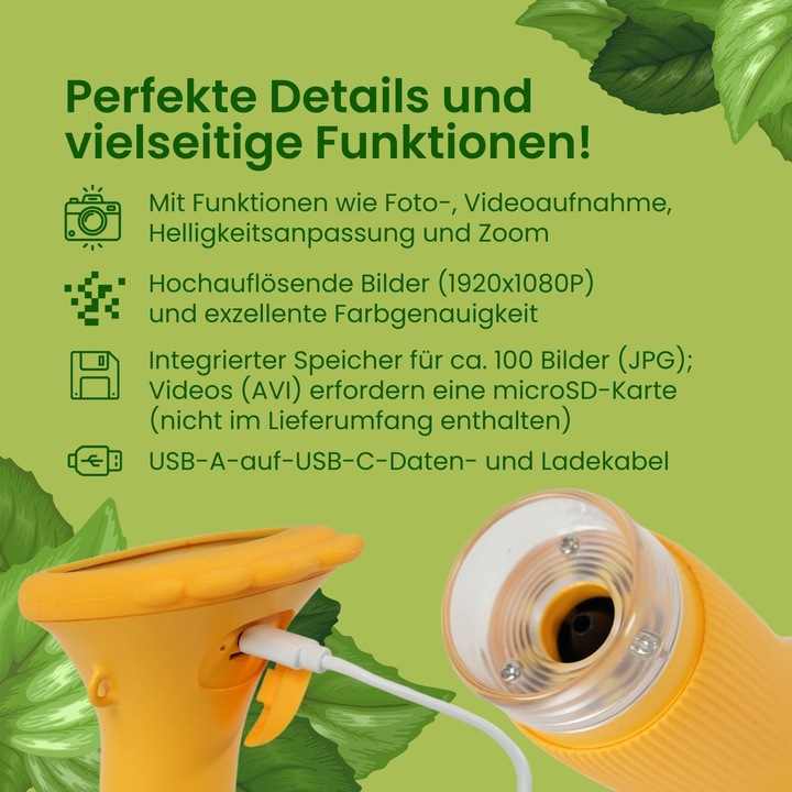 Image du produit Hermex Microscope portable pour enfants Mini microscope à main Microscope portable