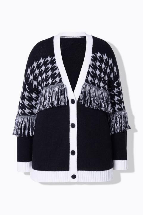 Produktbild Angel of Style Strickjacke, oversized, Hahnentritt, Fransen, Langarm (54, 56)