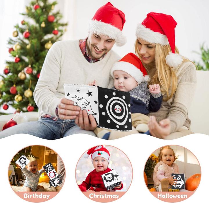 Image du produit Activity Board Livre contrasté pour bébé, livre en tissu double face pour bébé, livre d'images souple en tissu