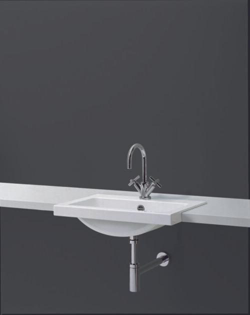 Actual product image Alape semi-recessed basin HB.R585H, rectangular W: 585mm H: 143mm D: 405mm, 2700000000, white (405 mm, 585 mm)