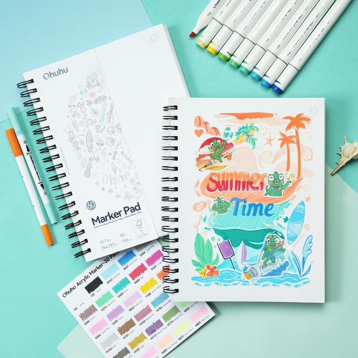 Actual product image Ohuhu Kunst-Skizzenbuch (auslaufsicher) - 150 g/m², 60 Seiten (Plain, Soft cover)