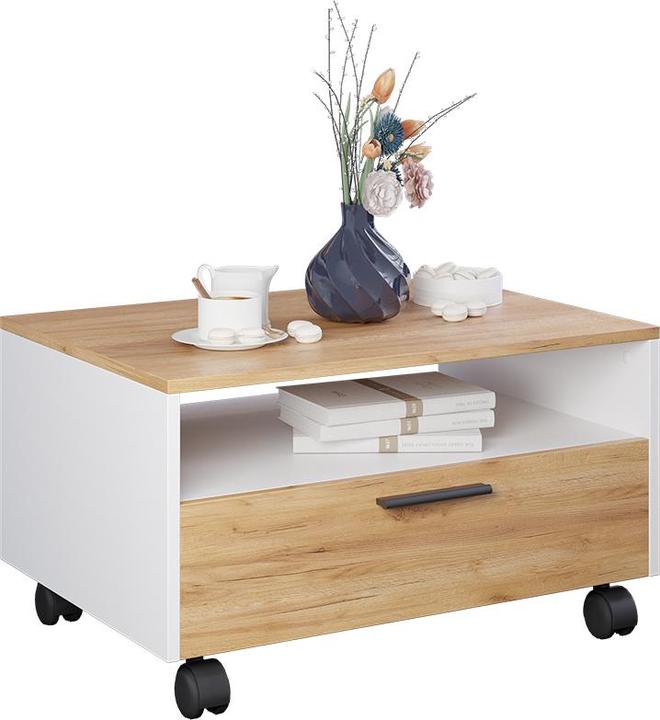 Actual product image Vicco Couchtisch Bibo, Weiss/Goldkraft Eiche, 70 x 52.4 cm