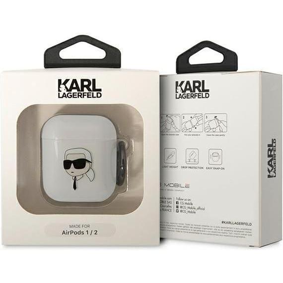 Thumbnail - Karl Lagerfeld KLA2HNIKTCT AirPods 1/2 cover transparent Karl's Head (Kopfhörer Hülle), Kopfhörertasche + Schutzhülle, T...