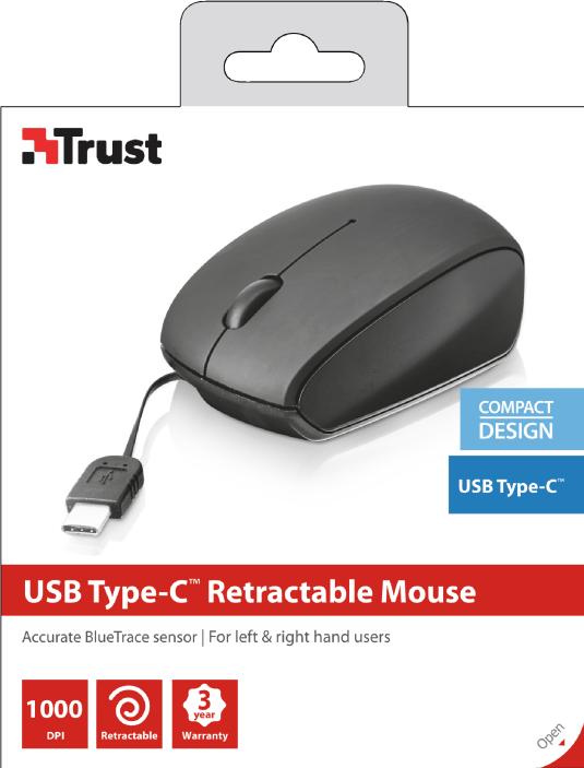 Produktbild Trust USB-C Retractable Mini Mouse (Kabelgebunden)