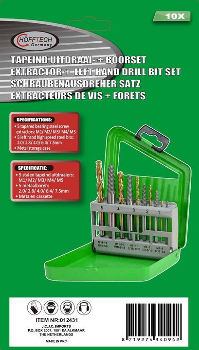 Actual product image ProPlus Extractor + left hand drill bit set 10 pieces
