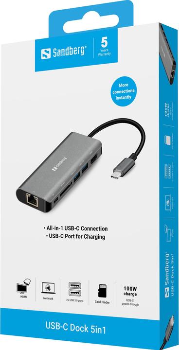 Actual product image Sandberg USB-C Dock (USB-C, 4 ports)