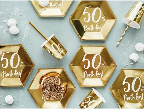 Actual product image Partydeco Plate 50 years in gold