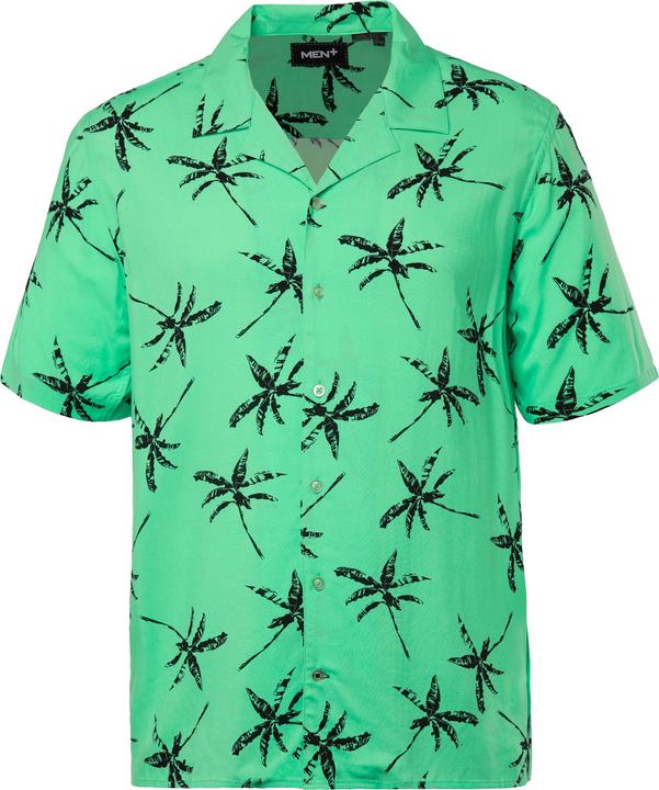 Produktbild Men+ Hemd, Halbarm, Palmen Druck, Cuba-Kragen (4XL)