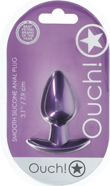 Actual product image Ouch! Smooth Silicone Anal Plug - Medium - 3.1 / 7,9 cm - Metallic Purple