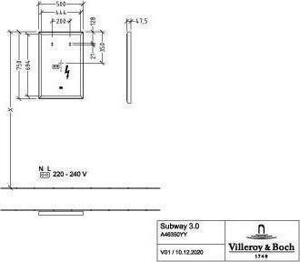 Image du produit Villeroy & Boch V&B Miroir SUBWAY 3.0 500x750x47,5mm White Matt